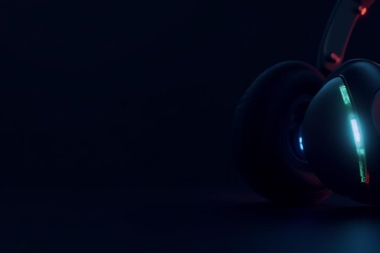 Close-up of triple-channel LED headphones